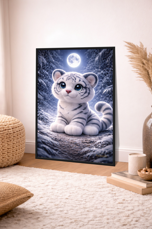 Frost Forest Guardian - Moonlit White Tiger