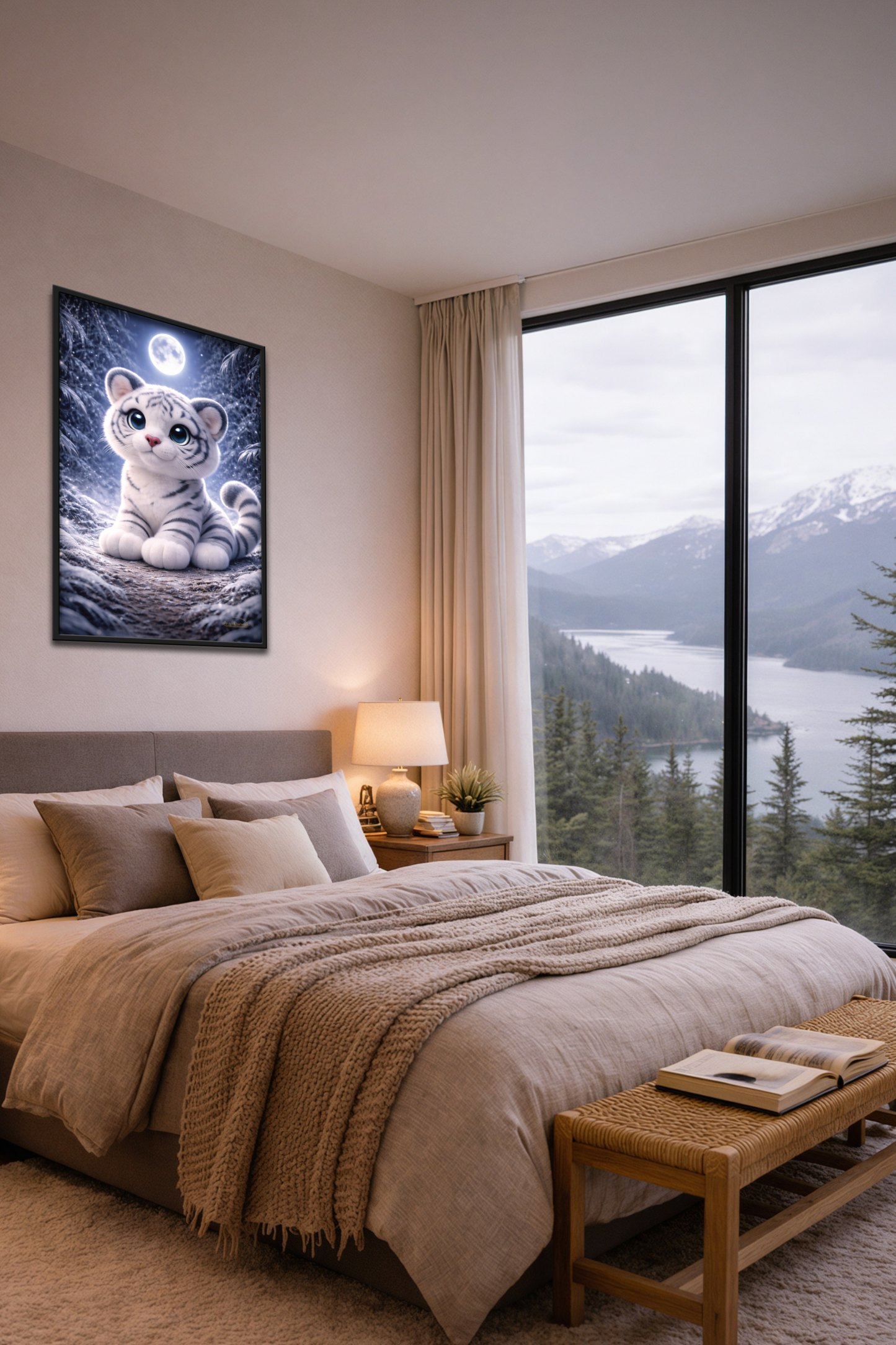 Frost Forest Guardian - Moonlit White Tiger